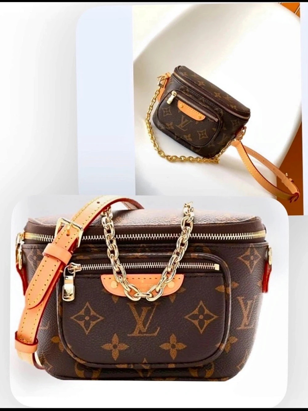 Mini Bumbag Monogram Crossbody Bag Brown & Tan